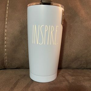 Baby blue or eggshell blue tumbler by Rae Dunn. Lid for a straw